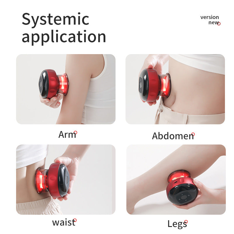 Vacuum cupping, scraping, heating massager suction device