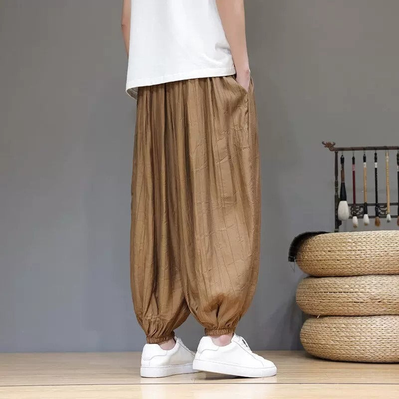 Pantalon lanterne homme – léger, décontracté, trois-quarts, coupe large et ample