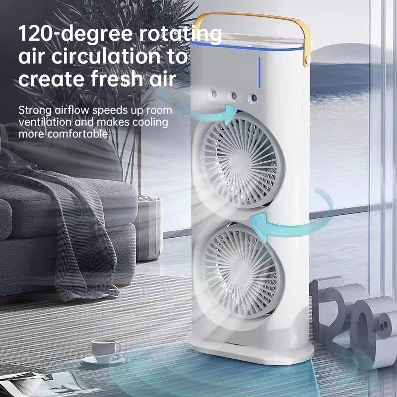 Portable USB Mini Fan with Spray Cooling – Ventilation & LED Light