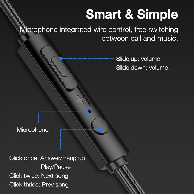 3.5mm Wired Headphones With Bass Stereo and mic Xiaomi