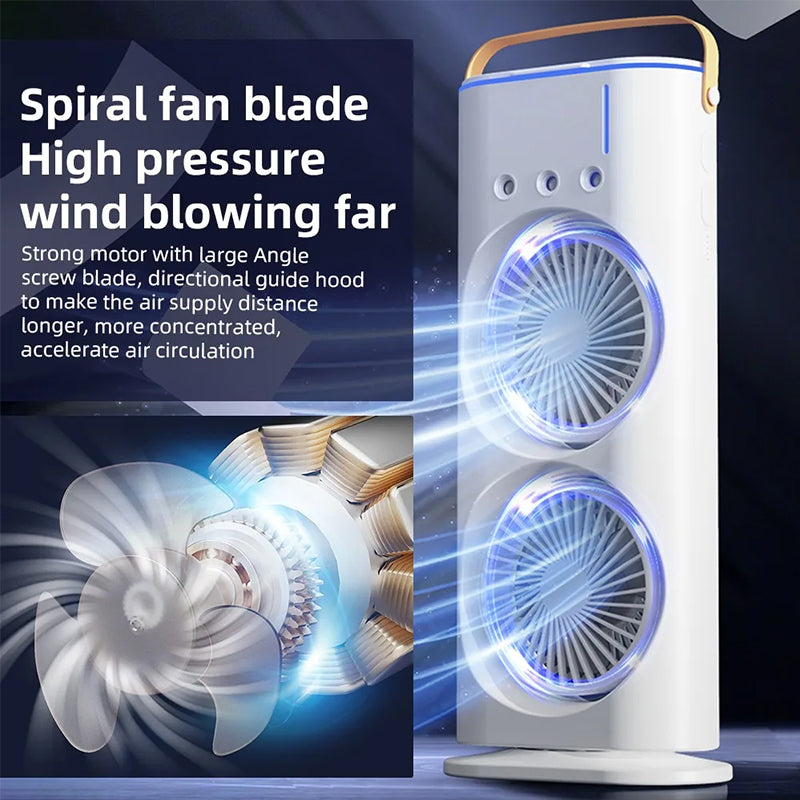 Portable USB Mini Fan with Spray Cooling – Ventilation & LED Light