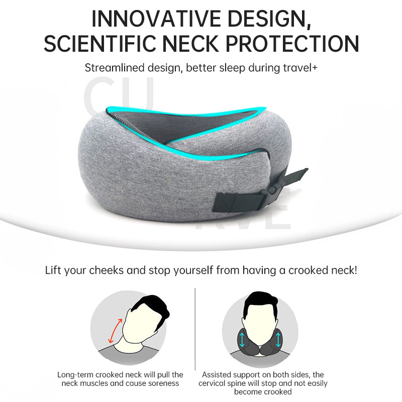 Memory Foam Neck Travel Pillow, Soft, 360° Head Support, for Home and Travel