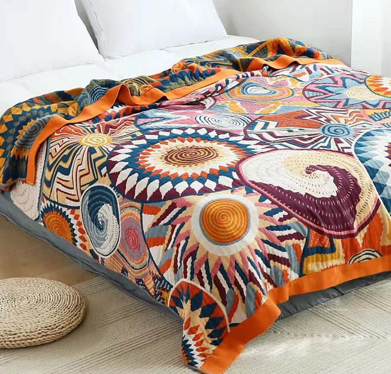 Bohemian Cotton Reversible Throw Blanket 150/200 x 200/230 cm