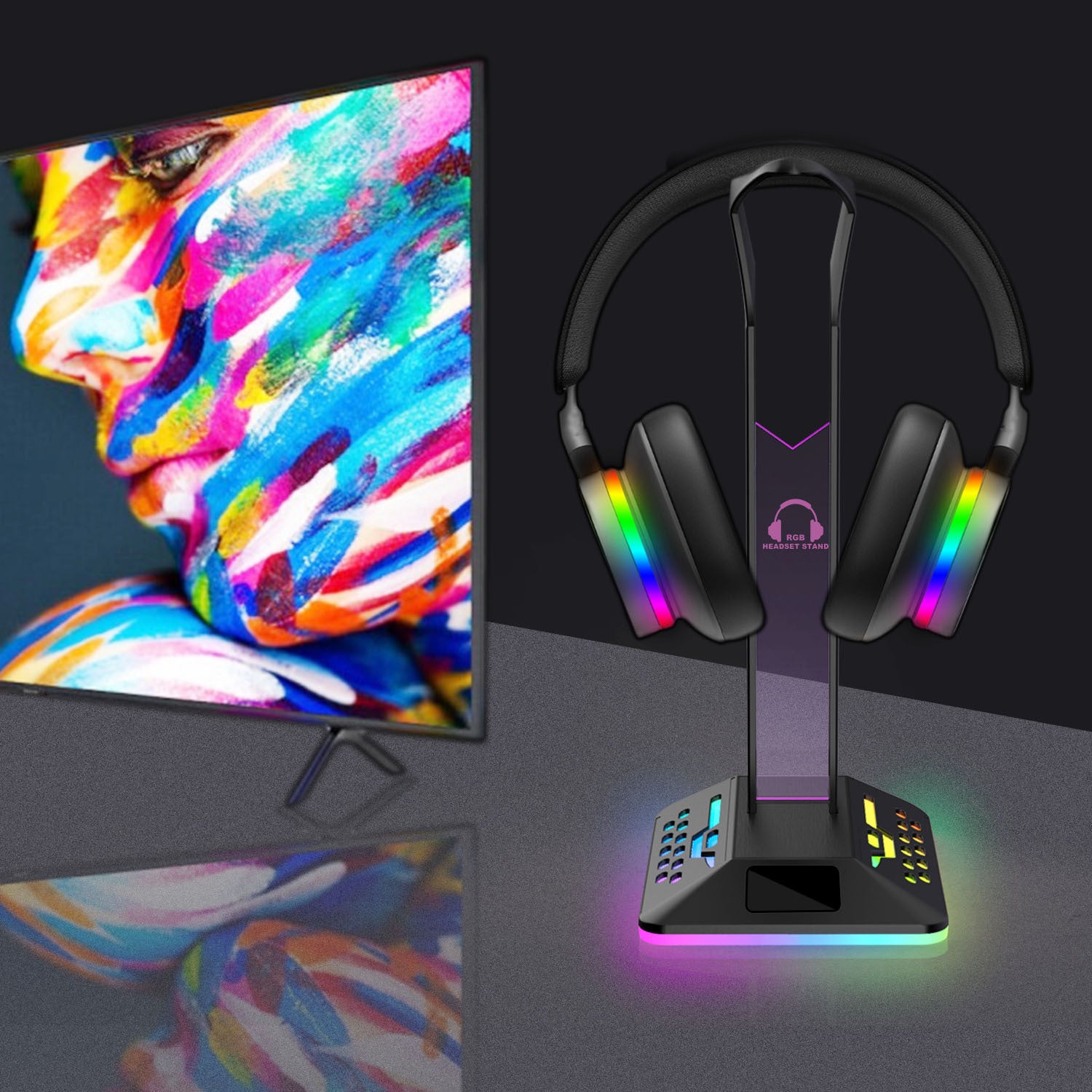 Headphone holder color changing and glowing D8