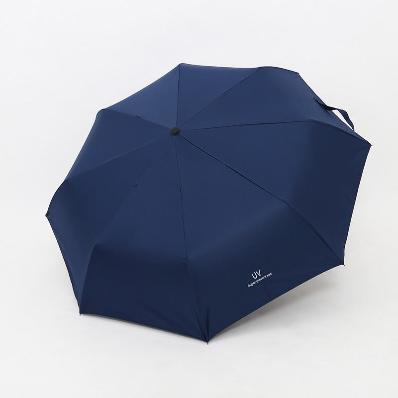 Small Fresh Rain Sun Shading Dual-Purpose Black Glue Sun Umbrella Fruit Umbrella Sunscreen Adult Automatic Triple Umbrella