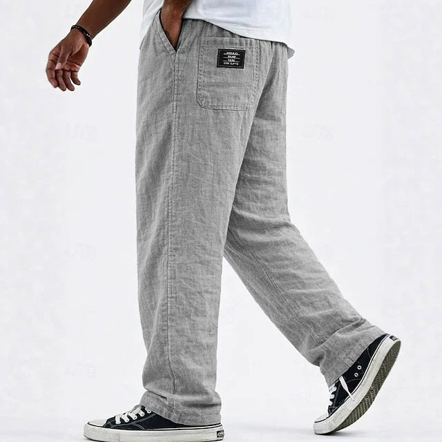 Linen Loose Pant Drawstring Cotton-Linen Casual Straight Wide leg