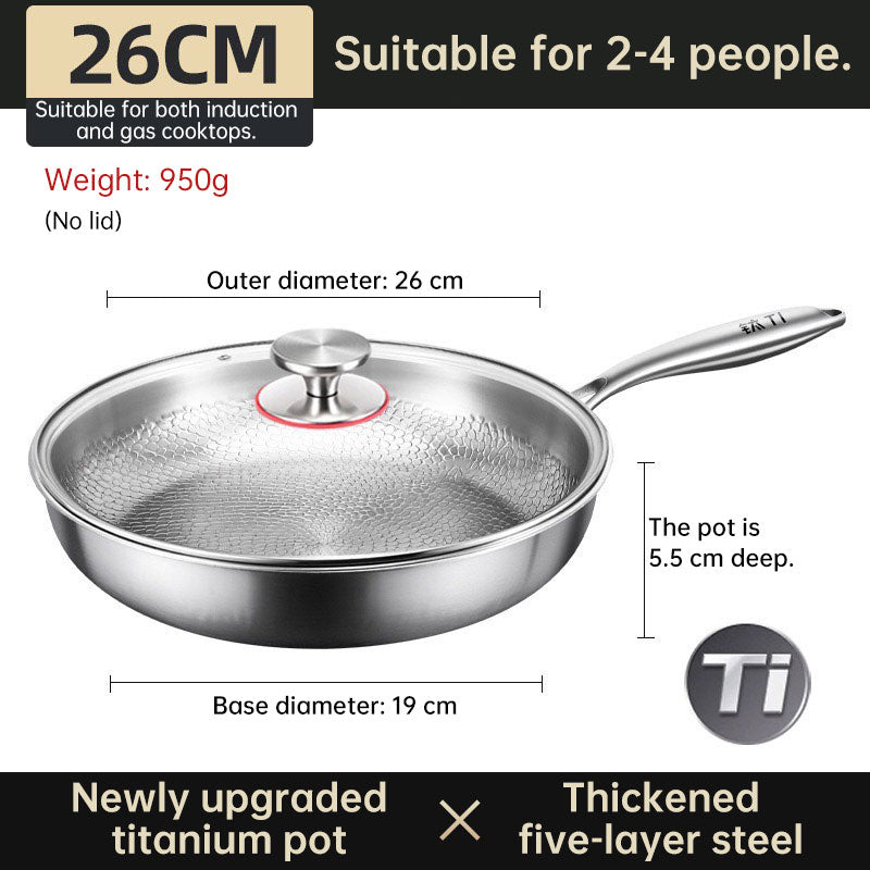 Pure Titanium Nonstick Frying Pan - Coating-Free Patterned
