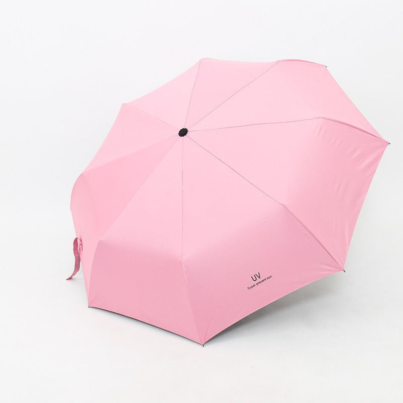 Small Fresh Rain Sun Shading Dual-Purpose Black Glue Sun Umbrella Fruit Umbrella Sunscreen Adult Automatic Triple Umbrella