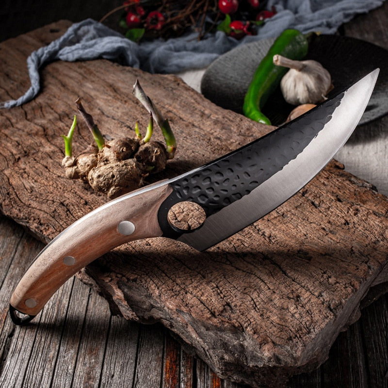 Couteau de boucher forgé 5,5'' en acier plaqué à haute teneur