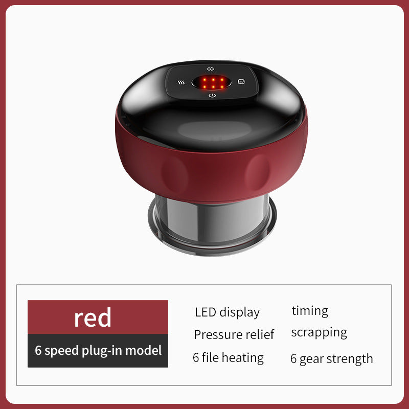 Vacuum cupping, scraping, heating massager suction device