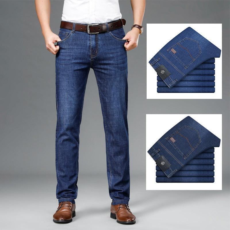 Jean homme coupe droite – Coton, fin, taille médiane avec élasticité, style classique