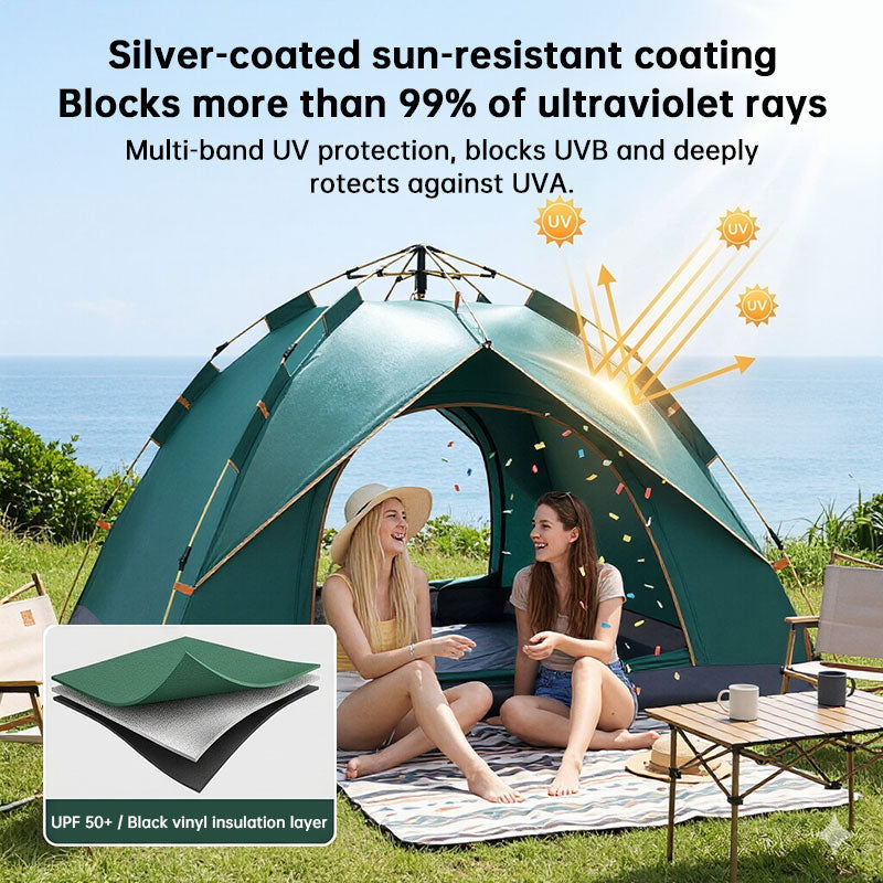 Tente de camping familiale tunnel à double couche, 2 chambres, pour 3 à 12 personnes – Imperméable, coupe-vent et résistante aux UV