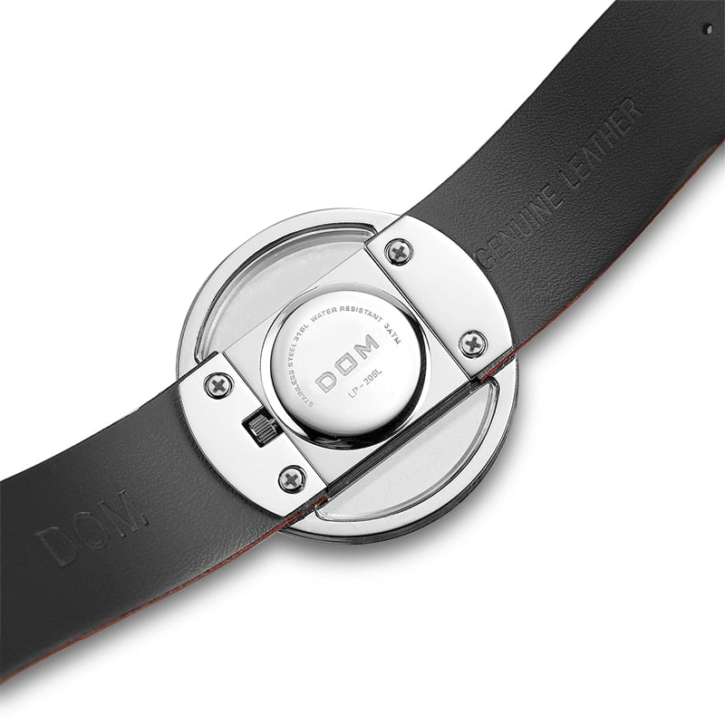 Montre Élégante Femme DOM Décontractée Étanche 30m Quartz Bracelet en Cuir Véritable