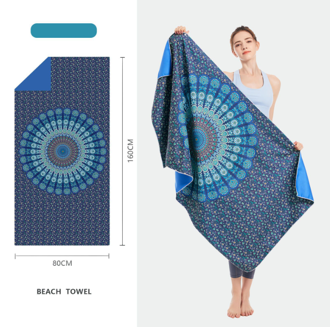 Double sided velvet microfiber beach towel absorbent and quick drying