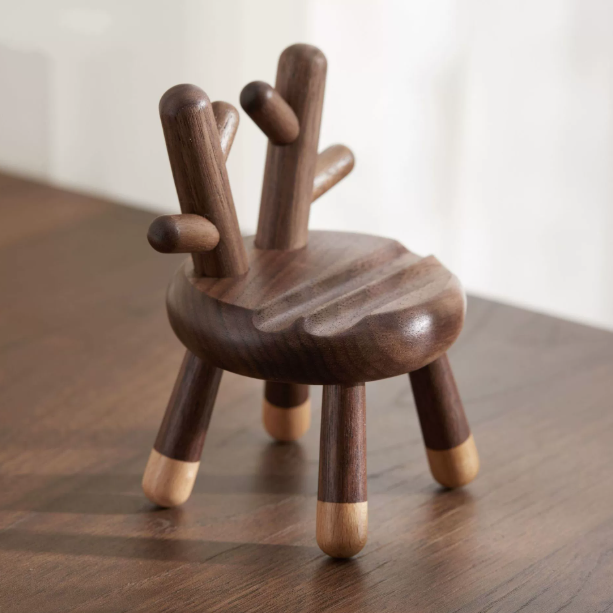 Support de téléphone en forme de tabouret avec motif de bois de cerf de dessin animé mignon et élégant