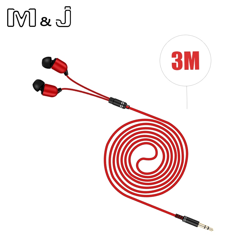 Écouteurs filaires longue distance, prise 3,5 mm, son HiFi stéréo – M&J, câble de 3 mètres