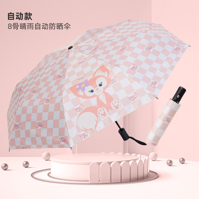 Small Fresh Rain Sun Shading Dual-Purpose Black Glue Sun Umbrella Fruit Umbrella Sunscreen Adult Automatic Triple Umbrella