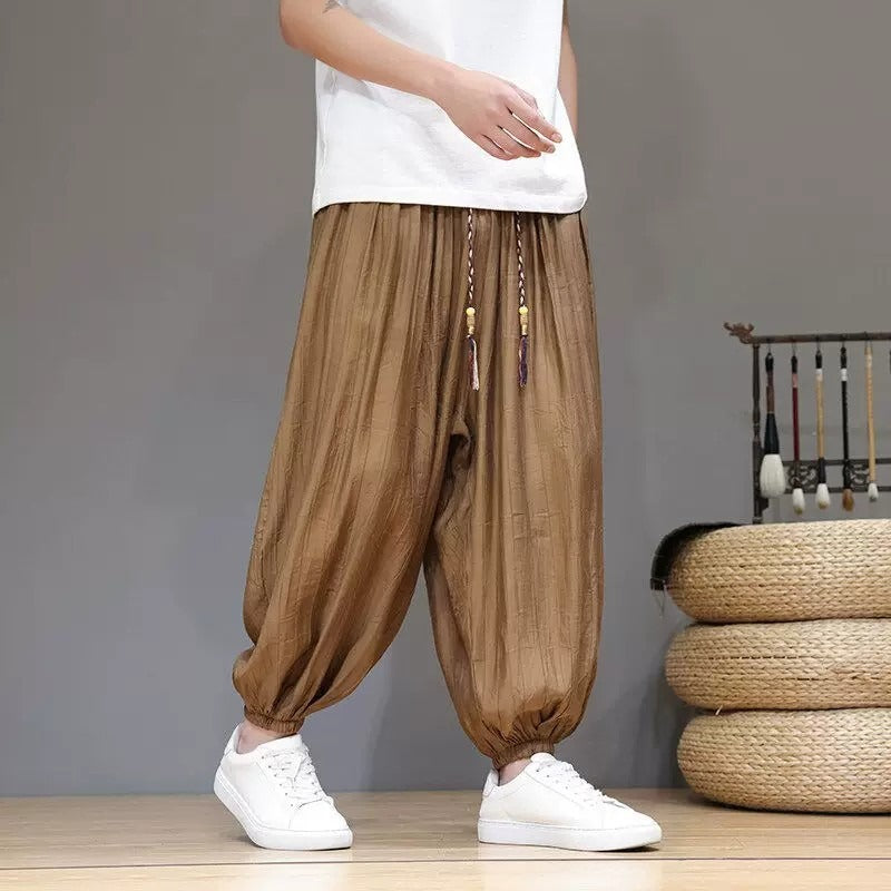 Pantalon lanterne homme – léger, décontracté, trois-quarts, coupe large et ample