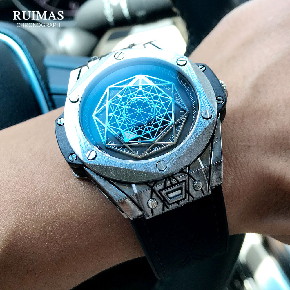 RUIMAS Luxury Quartz Men Watch Leather Strap Relogios Masculino 533G
