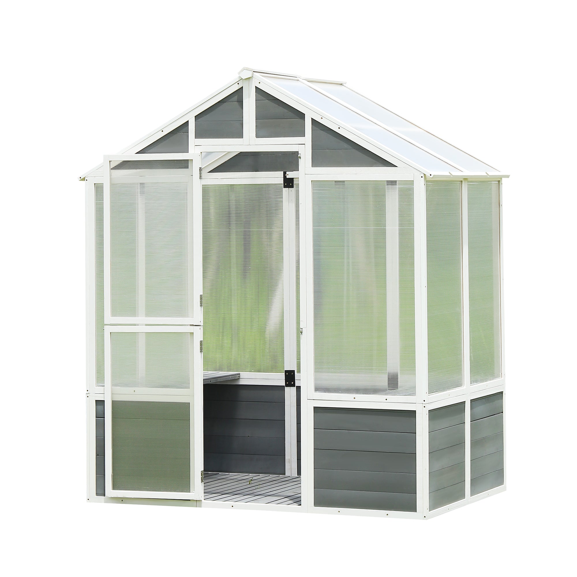 Serre en polycarbonate – avec marchepied / Serre extérieure pour plantes, jardinage sur patio, jardin et pelouse