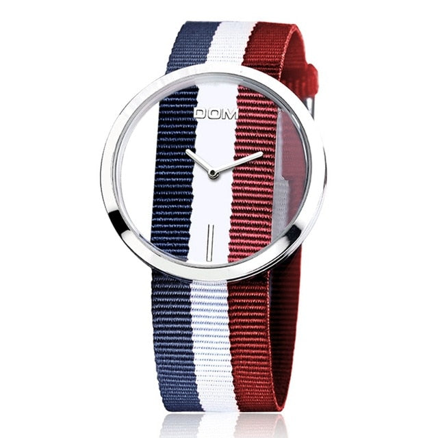 Montre Élégante Femme DOM Décontractée Étanche 30m Quartz Bracelet en Cuir Véritable