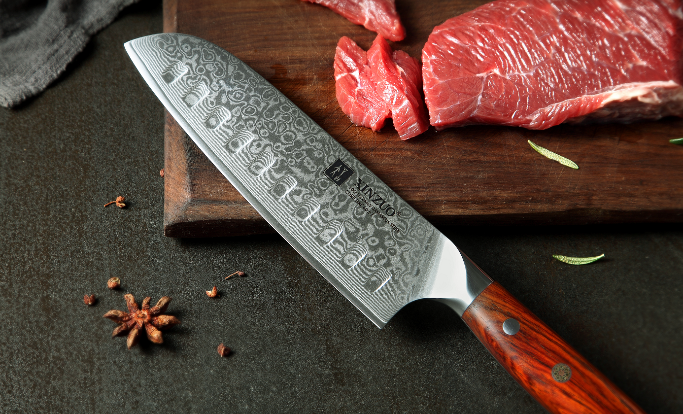 Santoku Kitchen Knife Sets vg10 Core Damascus Steel Chef Xinzuo