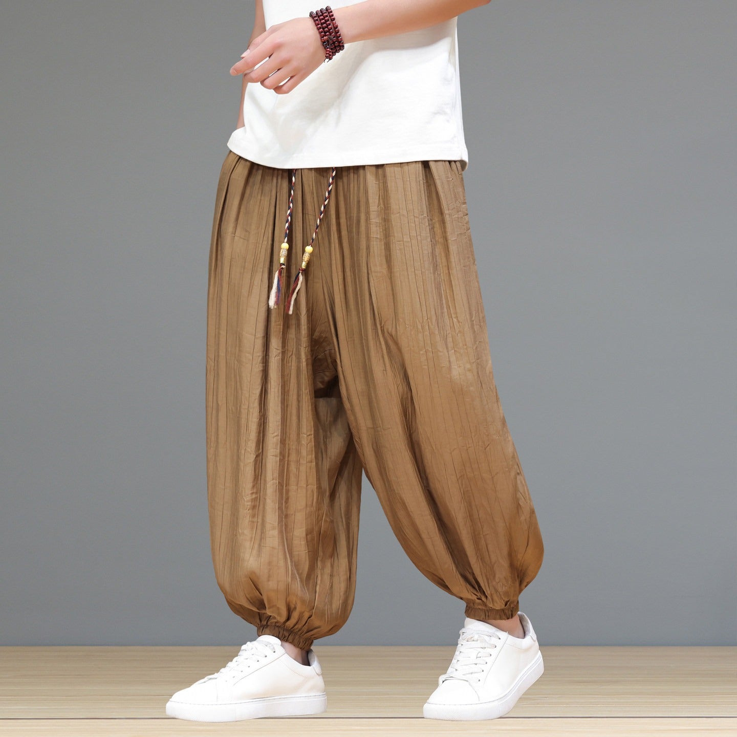 Pantalon lanterne homme – léger, décontracté, trois-quarts, coupe large et ample