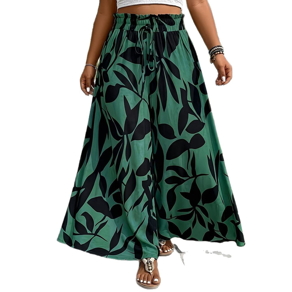 Pantalon décontracté d'été – taille haute, jambe large