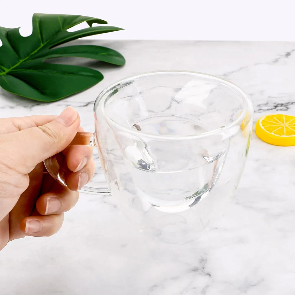 Mug en verre à double paroi 180 ml/240 ml thermorésistant en forme de cœur