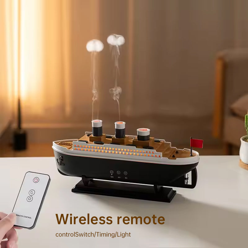Humidifier Titanic ship model (250ml), essential oil diffuser with jellyfish smoke ring