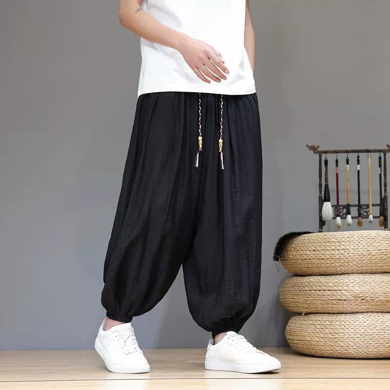 Pantalon lanterne homme – léger, décontracté, trois-quarts, coupe large et ample