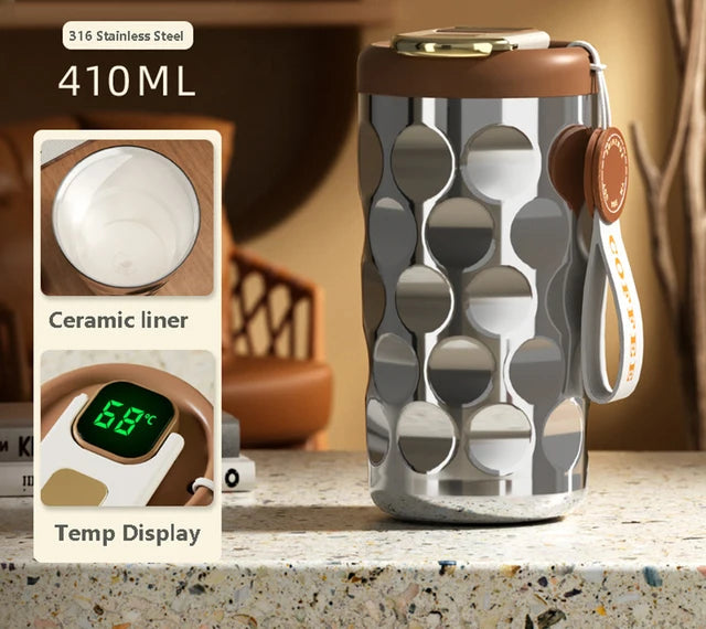 Tasse isotherme à affichage LED en acier inoxydable 316 de 410 ml