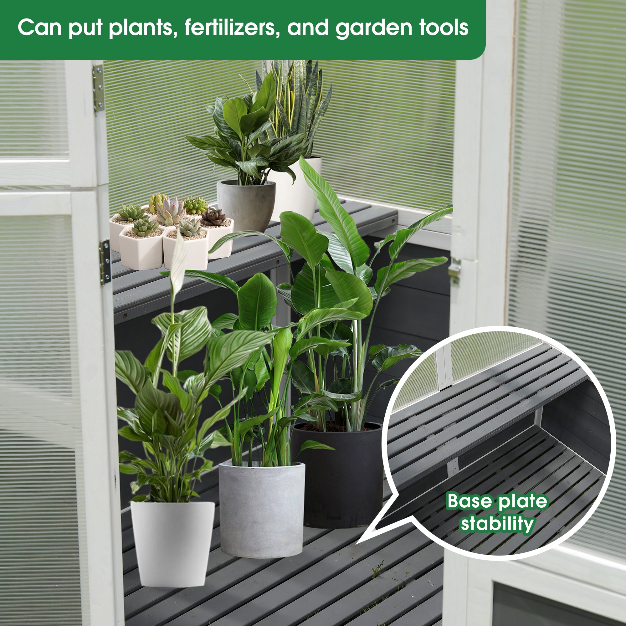 Serre en polycarbonate – avec marchepied / Serre extérieure pour plantes, jardinage sur patio, jardin et pelouse