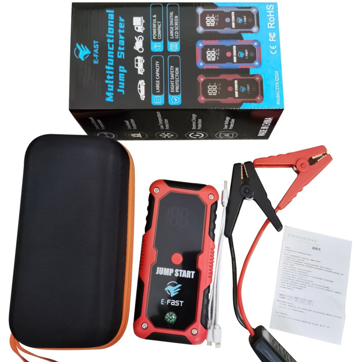 Portable Jump Starter Power Bank 12V with Led Light 20000mAh