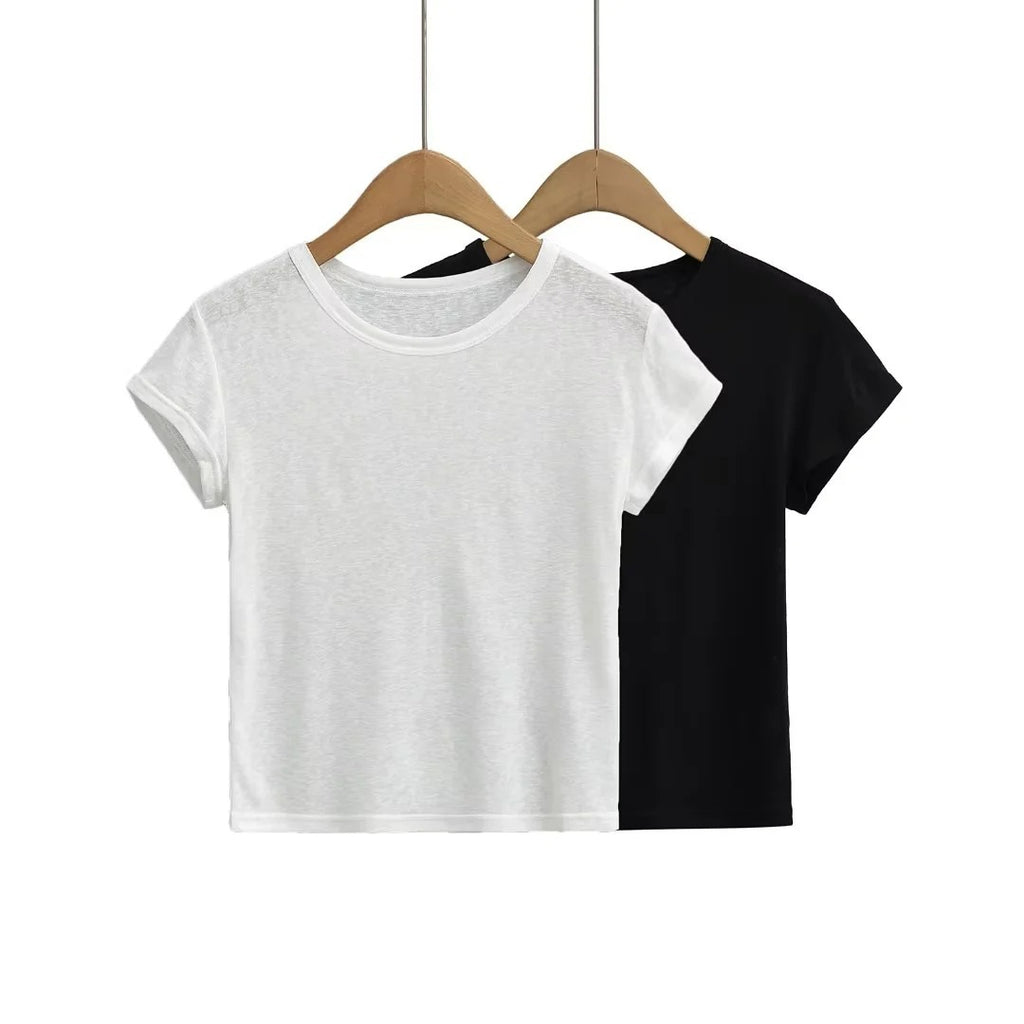 Shirt blanc léger manches courtes, épaules découvertes