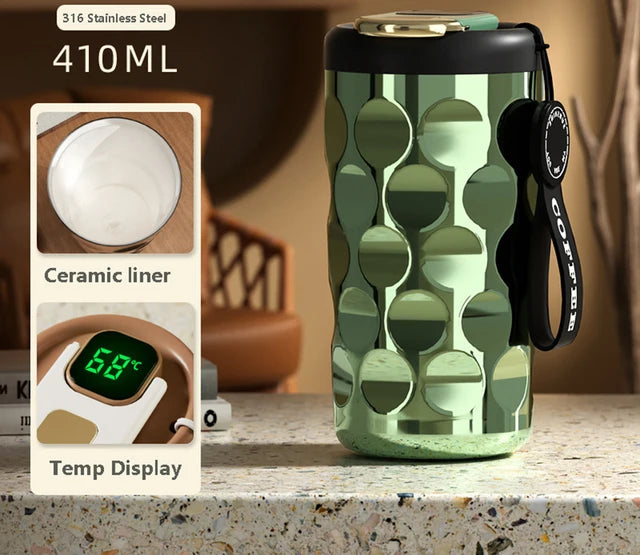 Tasse isotherme à affichage LED en acier inoxydable 316 de 410 ml