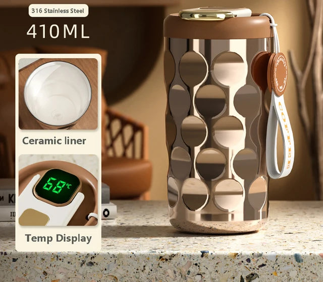 Tasse isotherme à affichage LED en acier inoxydable 316 de 410 ml