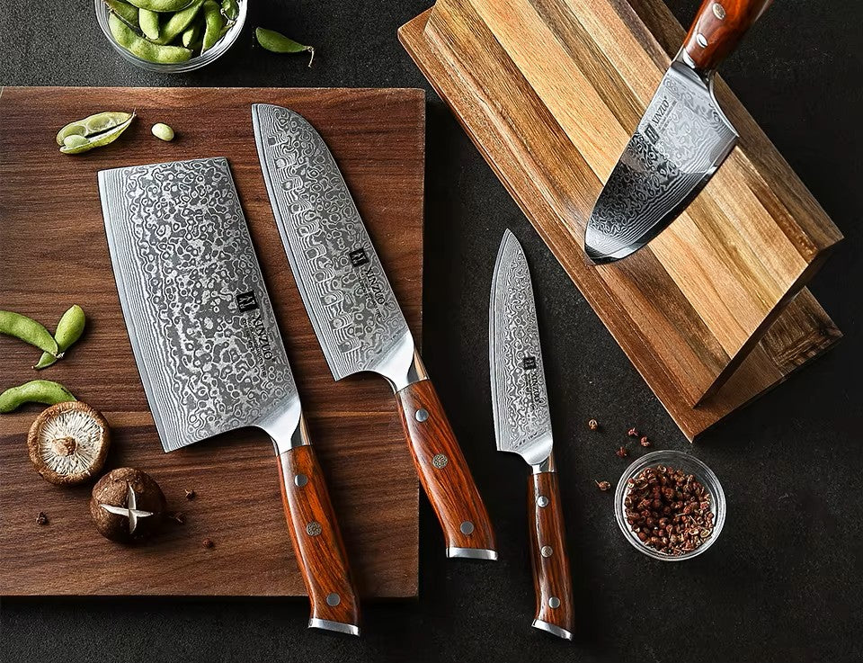Santoku Kitchen Knife Sets vg10 Core Damascus Steel Chef Xinzuo