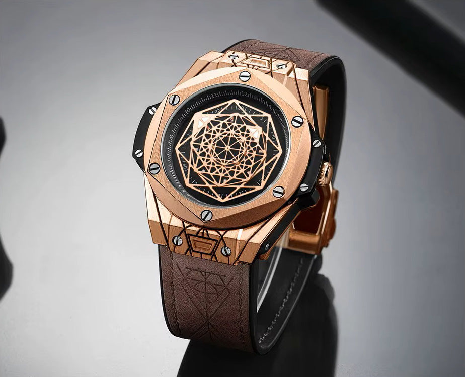 RUIMAS Luxury Quartz Men Watch Leather Strap Relogios Masculino 533G