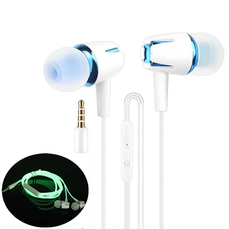 Casque filaire lumineux – Prise 3,5 mm avec microphone, contrôle volume et basse