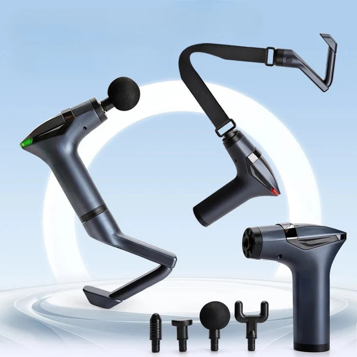 3-in-1 Massage Gun Extended Handle & Belt with 4 Replaceable Heads