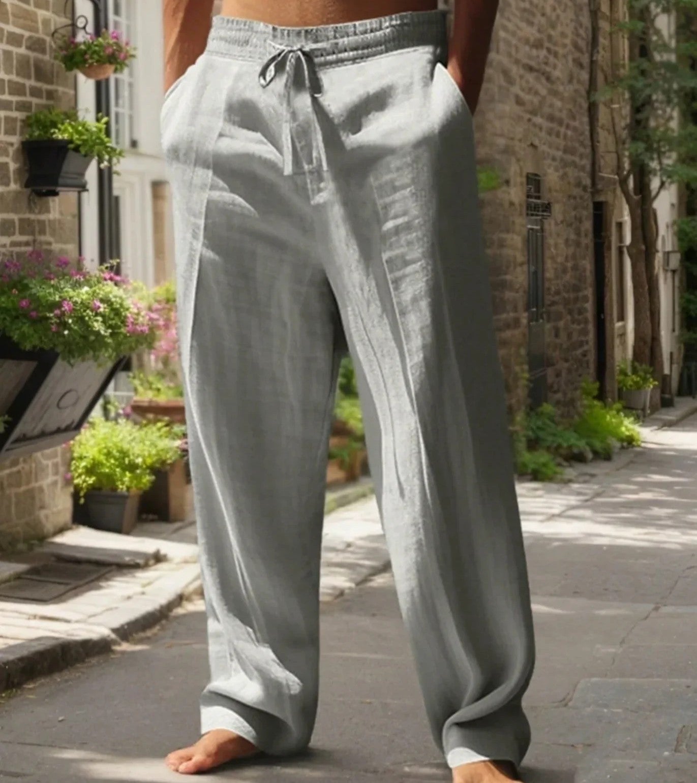 New Men's Beach Pants - Daily Versatile Outdoor Leisure Fitness Simple Cotton Hemp Texture Loose Long Pants