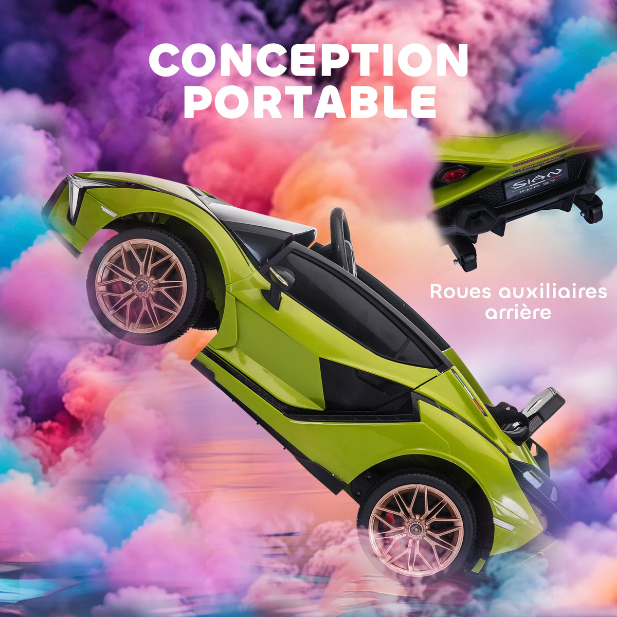 Voiture électrique enfant HOMCOM – Lamborghini Sian, 12 V, vitesse max. 5 km/h, avec télécommande 2,4G