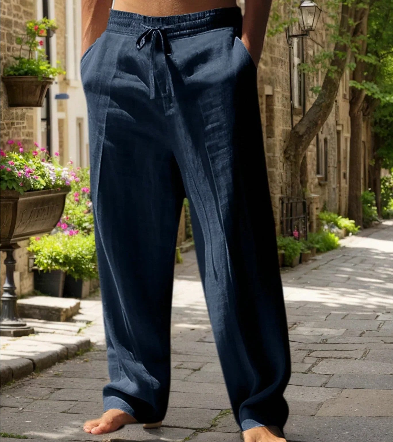 New Men's Beach Pants - Daily Versatile Outdoor Leisure Fitness Simple Cotton Hemp Texture Loose Long Pants