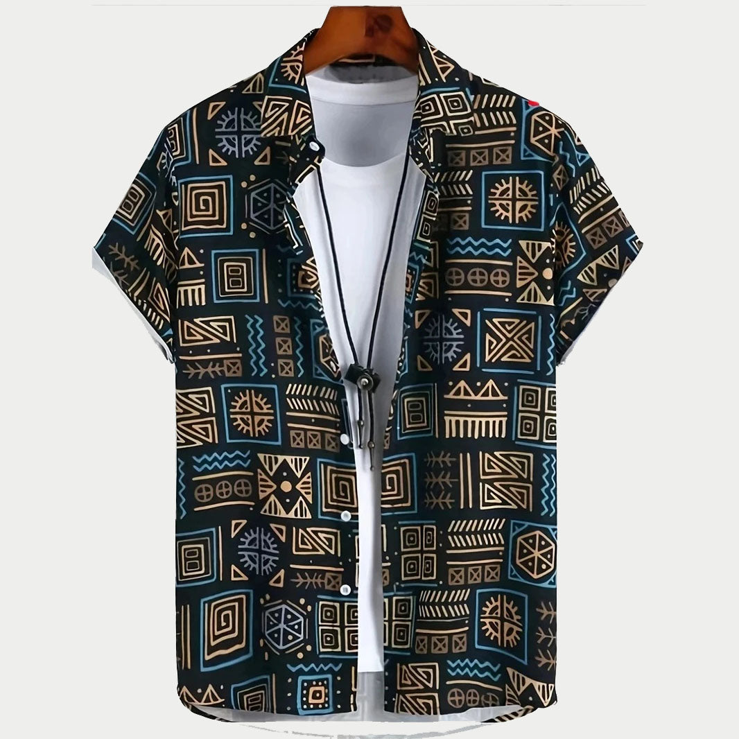 Hawaii Shirts for Men 3D Paisley Graphic Short-sleeved T-shirt Casual Lapel Buttons Male Tops Summer Oversized Bohemian Man Tees