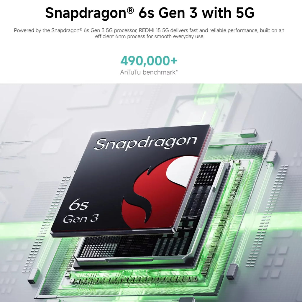 Redmi 15 5G Version UE – Batterie 7000 mAh (typ), 33 W, Snapdragon® 6s Gen 3, smartphone écran 6,9" 144 Hz, appareil photo IA 50 MP