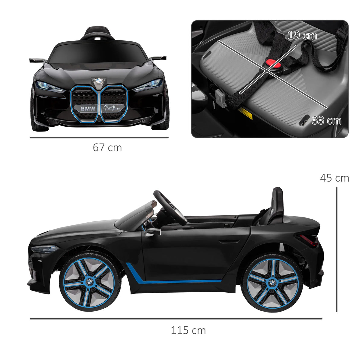 Voiture électrique enfant Homcom – Pour enfants de 37 à 72 mois, avec musique MP3, 115 × 67 × 45 cm, noir