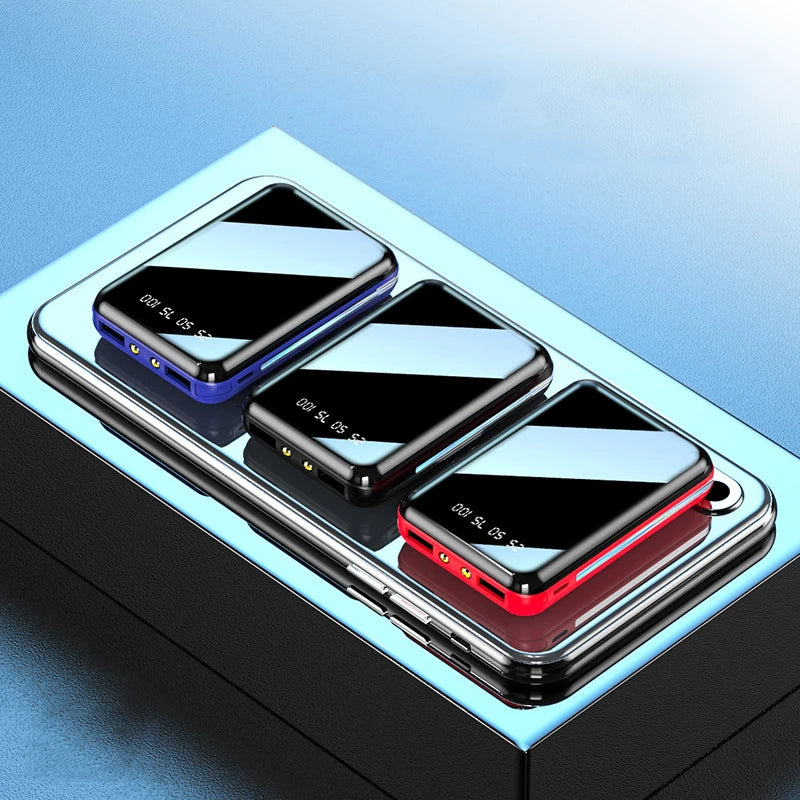 20000mAh Mini Power Bank Portable Charger Mirror Screen LED Digital Powerbank External Battery for iPhone & Android