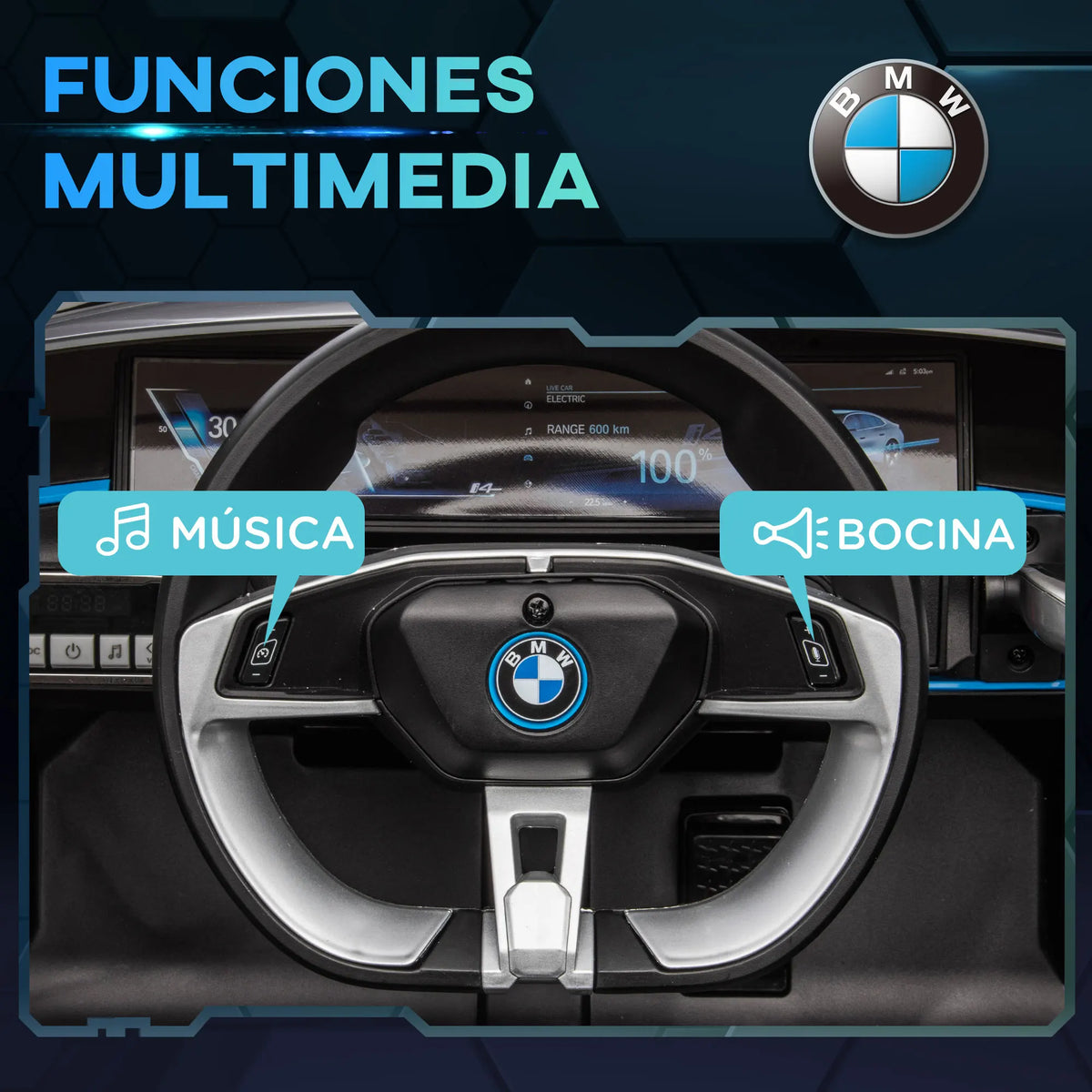 Voiture électrique enfant Homcom – Pour enfants de 37 à 72 mois, avec musique MP3, 115 × 67 × 45 cm, noir