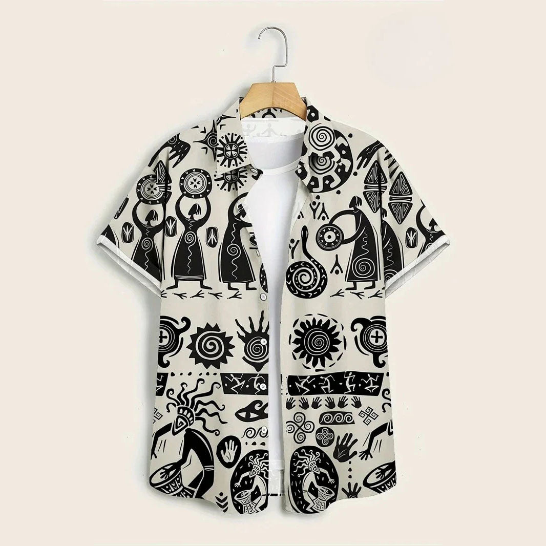 Hawaii Shirts for Men 3D Paisley Graphic Short-sleeved T-shirt Casual Lapel Buttons Male Tops Summer Oversized Bohemian Man Tees
